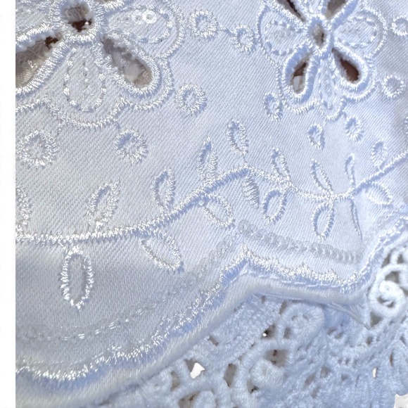 ONADO Paris White Denim Jacket with Lace Peplum & Sequins – Size L / 40 - Picture 4 of 11